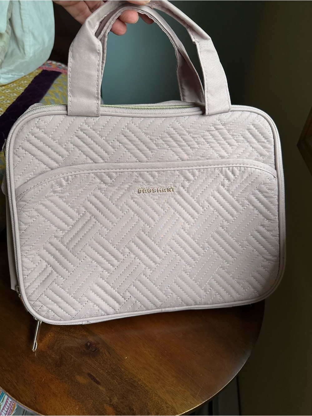 BAGSMART Blush Quilted Travel‎ Toiletry Bag & Jewelry Organizer Case Combo